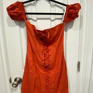 Revolve Terra Cotta Off Shoulder Dress